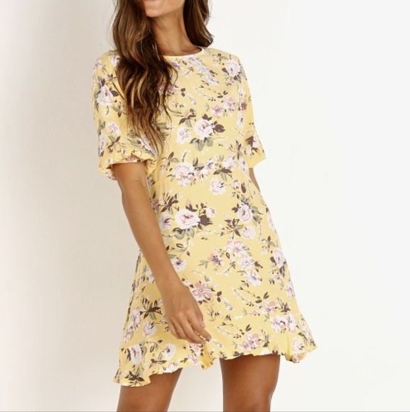 Faithfull the Brand Jeanette Dress Yellow Floral Women's 4 - Picture 2 of 10